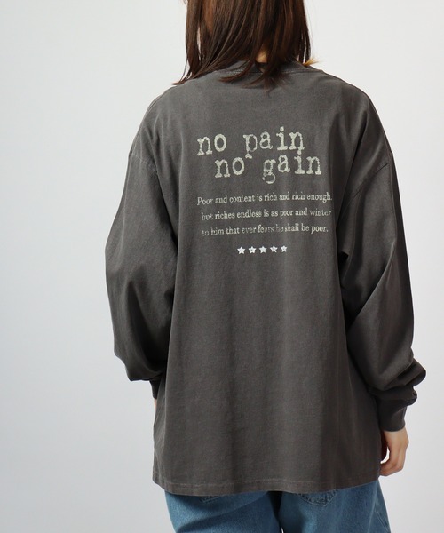 spiritoso(スピリトーゾ)の「spiritoso ピグメントアーチロゴイーグルプリントロンT 長袖(Tシャツ/カットソー・レディース・バーガンディー/グレイッシュベージュ/ブラック/チャコール・F)」の7枚目の写真