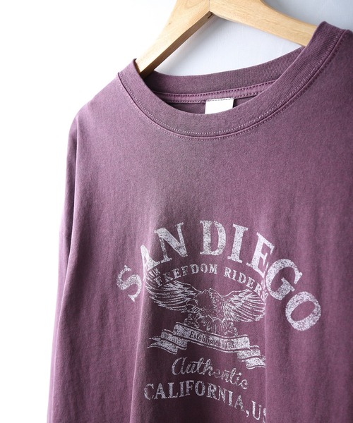 spiritoso(スピリトーゾ)の「spiritoso ピグメントアーチロゴイーグルプリントロンT 長袖(Tシャツ/カットソー・レディース・バーガンディー/グレイッシュベージュ/ブラック/チャコール・F)」の11枚目の写真