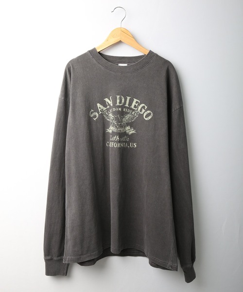 spiritoso(スピリトーゾ)の「spiritoso ピグメントアーチロゴイーグルプリントロンT 長袖(Tシャツ/カットソー・レディース・バーガンディー/グレイッシュベージュ/ブラック/チャコール・F)」の19枚目の写真