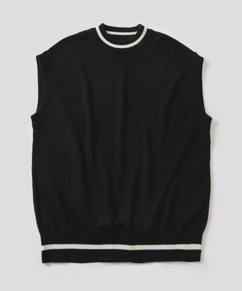 NULL（ヌル）の「【NULL】ライン クルーネック ベスト（ベスト・メンズ・オフホワイト/ライトブルー/ブラック・LARGE/MEDIUM）」の8枚目の写真