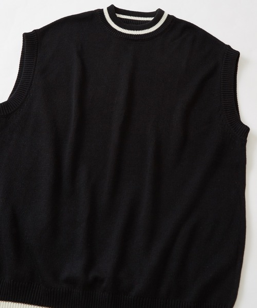 NULL（ヌル）の「【NULL】ライン クルーネック ベスト（ベスト・メンズ・オフホワイト/ライトブルー/ブラック・LARGE/MEDIUM）」の9枚目の写真