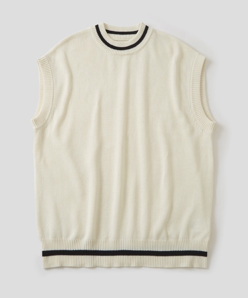 NULL（ヌル）の「【NULL】ライン クルーネック ベスト（ベスト・メンズ・オフホワイト/ライトブルー/ブラック・LARGE/MEDIUM）」の4枚目の写真