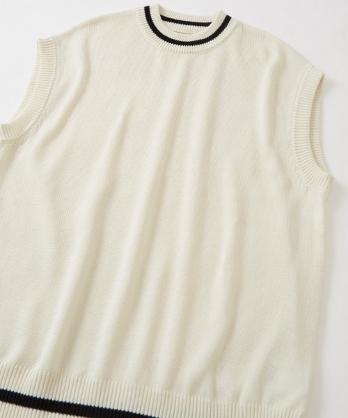 NULL（ヌル）の「【NULL】ライン クルーネック ベスト（ベスト・メンズ・オフホワイト/ライトブルー/ブラック・LARGE/MEDIUM）」の5枚目の写真