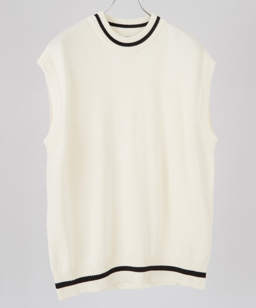 NULL（ヌル）の「【NULL】ライン クルーネック ベスト（ベスト・メンズ・オフホワイト/ライトブルー/ブラック・LARGE/MEDIUM）」の6枚目の写真