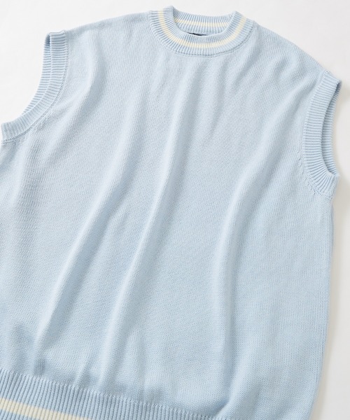 NULL（ヌル）の「【NULL】ライン クルーネック ベスト（ベスト・メンズ・オフホワイト/ライトブルー/ブラック・LARGE/MEDIUM）」の13枚目の写真