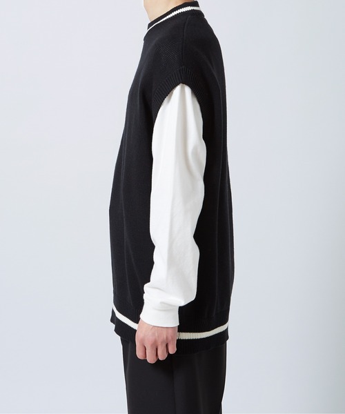 NULL（ヌル）の「【NULL】ライン クルーネック ベスト（ベスト・メンズ・オフホワイト/ライトブルー/ブラック・LARGE/MEDIUM）」の20枚目の写真