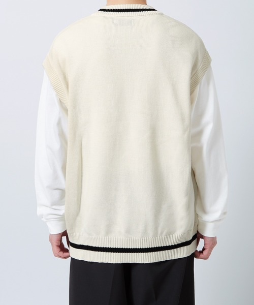NULL（ヌル）の「【NULL】ライン クルーネック ベスト（ベスト・メンズ・オフホワイト/ライトブルー/ブラック・LARGE/MEDIUM）」の18枚目の写真