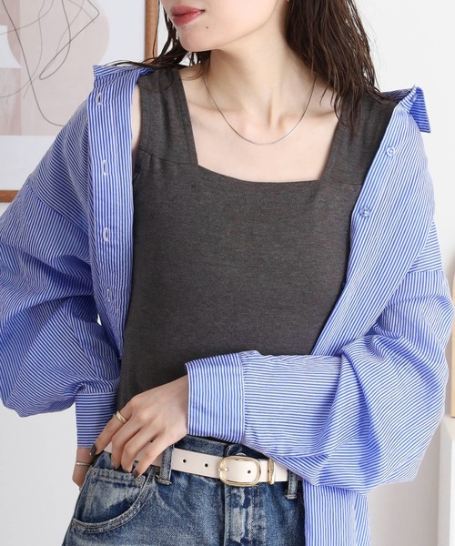 atONE(アットワン)の「atONE ブラ紐隠しインナー タンクトップ(タンクトップ・レディース・ブラック/チャコールグレー/オフホワイト・LL/L/4L/3L/M)」の10枚目の写真