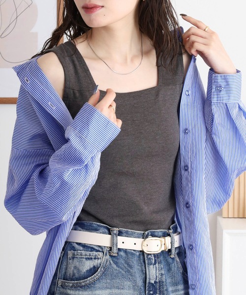 atONE(アットワン)の「atONE ブラ紐隠しインナー タンクトップ(タンクトップ・レディース・ブラック/チャコールグレー/オフホワイト・LL/L/4L/3L/M)」の11枚目の写真