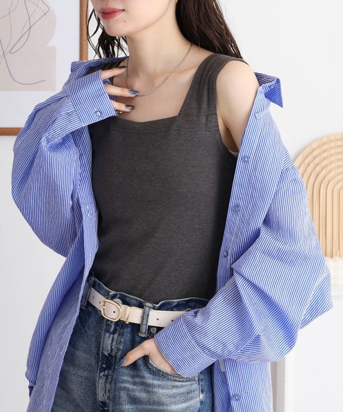 atONE(アットワン)の「atONE ブラ紐隠しインナー タンクトップ(タンクトップ・レディース・ブラック/チャコールグレー/オフホワイト・LL/L/4L/3L/M)」の12枚目の写真
