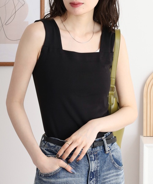 atONE(アットワン)の「atONE ブラ紐隠しインナー タンクトップ(タンクトップ・レディース・ブラック/チャコールグレー/オフホワイト・LL/L/4L/3L/M)」の8枚目の写真