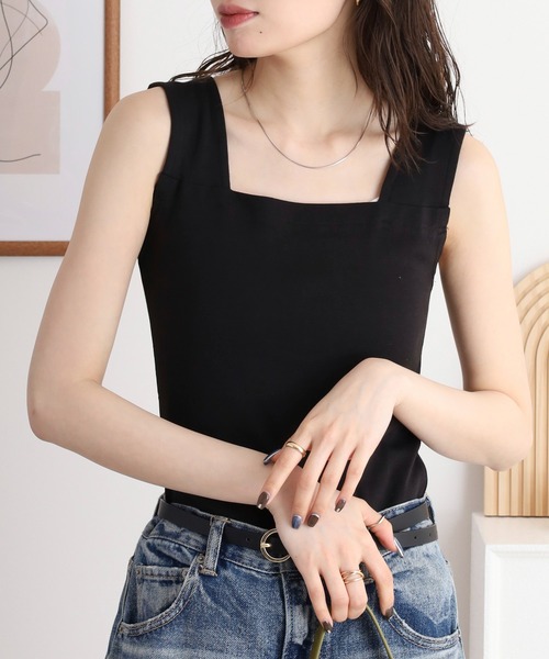 atONE(アットワン)の「atONE ブラ紐隠しインナー タンクトップ(タンクトップ・レディース・ブラック/チャコールグレー/オフホワイト・LL/L/4L/3L/M)」の9枚目の写真