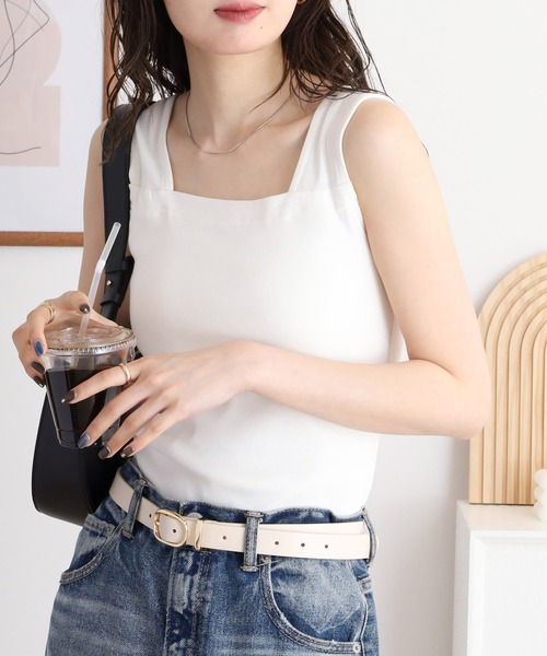 atONE(アットワン)の「atONE ブラ紐隠しインナー タンクトップ(タンクトップ・レディース・ブラック/チャコールグレー/オフホワイト・LL/L/4L/3L/M)」の6枚目の写真