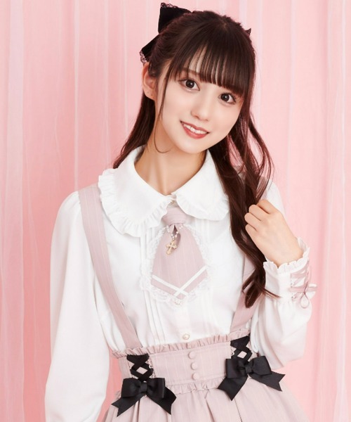 Secret Honey（シークレットハニー）の「アクセサリーネクタイブラウス（シャツ/ブラウス・レディース・ピンク/ブラック/ダークブラック・MEDIUM）」の3枚目の写真