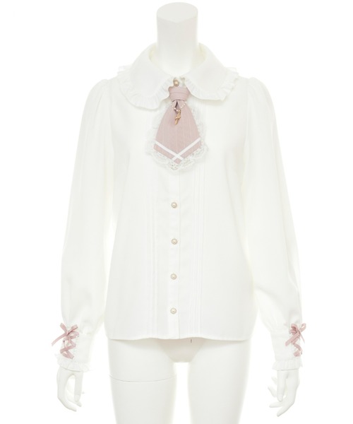 Secret Honey（シークレットハニー）の「アクセサリーネクタイブラウス（シャツ/ブラウス・レディース・ピンク/ブラック/ダークブラック・MEDIUM）」の12枚目の写真