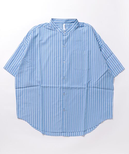 VIBGYOR(ヴィブジョー)の「VIBGYOR Select/ 綿ブロードバンドカラーSSシャツ(シャツ/ブラウス・メンズ・グリーン系その他/ブルー系その他/ホワイト系その他/パープル系その他/ブラック系その他/イエロー系その他/サックスブルー/ブラック/グレイッシュベージュ/グリーン/ホワイト・MEDIUM/X-LARGE/LARGE)」の9枚目の写真