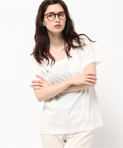 ROSE BUD(ローズバッド)の「LCTT-15174 U/N S/S-T(Tシャツ/カットソー・レディース・ホワイト/ブラック/ミックスグレー/イエロー・ONE SIZE)」の1枚目の写真