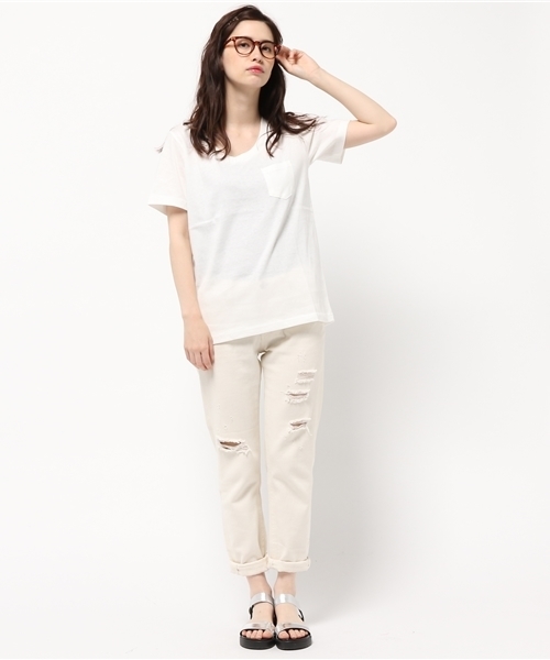 ROSE BUD(ローズバッド)の「LCTT-15174 U/N S/S-T(Tシャツ/カットソー・レディース・ホワイト/ブラック/ミックスグレー/イエロー・ONE SIZE)」の9枚目の写真