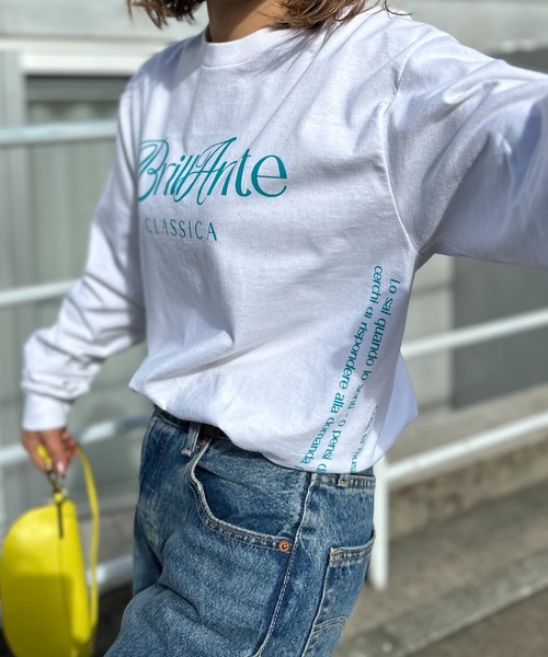 mi via loca（ミヴィアロカ）の「GILDANサイドロゴプリント入りロングスリーブTシャツ 【MVL002 ※2A】（Tシャツ/カットソー・レディース・ホワイト/ピンク/オートミール/オフホワイト/ライトアッシュグレー/ブラック・MEDIUM/X-LARGE）」の3枚目の写真