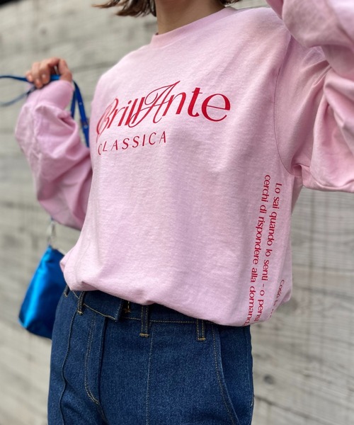 mi via loca（ミヴィアロカ）の「GILDANサイドロゴプリント入りロングスリーブTシャツ 【MVL002 ※2A】（Tシャツ/カットソー・レディース・ホワイト/ピンク/オートミール/オフホワイト/ライトアッシュグレー/ブラック・MEDIUM/X-LARGE）」の6枚目の写真