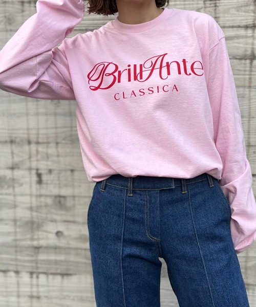 mi via loca（ミヴィアロカ）の「GILDANサイドロゴプリント入りロングスリーブTシャツ 【MVL002 ※2A】（Tシャツ/カットソー・レディース・ホワイト/ピンク/オートミール/オフホワイト/ライトアッシュグレー/ブラック・MEDIUM/X-LARGE）」の9枚目の写真