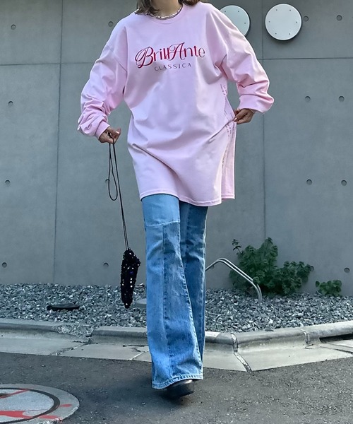 mi via loca（ミヴィアロカ）の「GILDANサイドロゴプリント入りロングスリーブTシャツ 【MVL002 ※2A】（Tシャツ/カットソー・レディース・ホワイト/ピンク/オートミール/オフホワイト/ライトアッシュグレー/ブラック・MEDIUM/X-LARGE）」の17枚目の写真