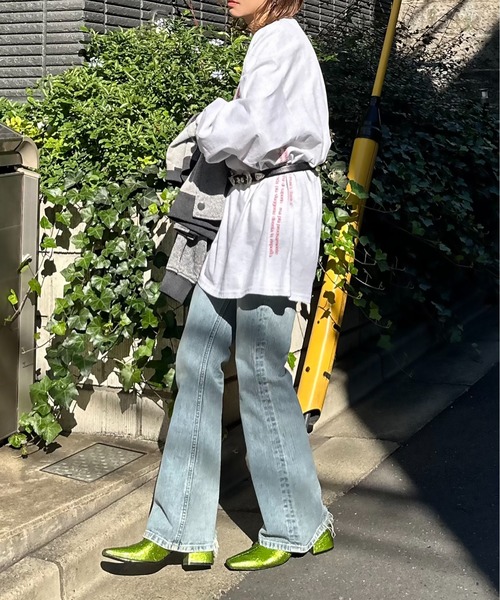 mi via loca（ミヴィアロカ）の「GILDANサイドロゴプリント入りロングスリーブTシャツ 【MVL002 ※2A】（Tシャツ/カットソー・レディース・ホワイト/ピンク/オートミール/オフホワイト/ライトアッシュグレー/ブラック・MEDIUM/X-LARGE）」の20枚目の写真