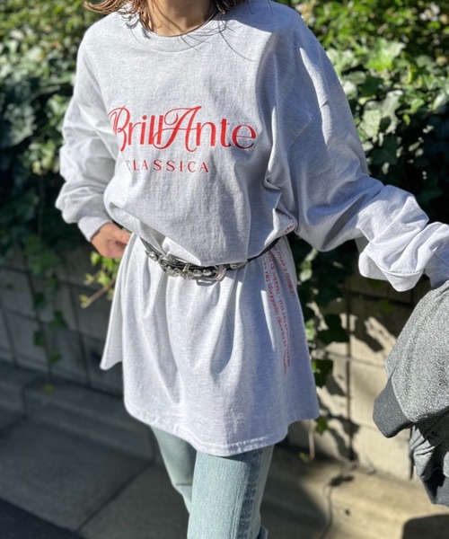 mi via loca（ミヴィアロカ）の「GILDANサイドロゴプリント入りロングスリーブTシャツ 【MVL002 ※2A】（Tシャツ/カットソー・レディース・ホワイト/ピンク/オートミール/オフホワイト/ライトアッシュグレー/ブラック・MEDIUM/X-LARGE）」の14枚目の写真