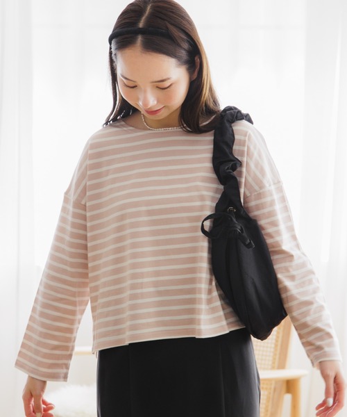 flower(フラワー)の「ベイビーレインボウボーダートップ(Tシャツ/カットソー・レディース・ブルー/ピンク/オレンジ・FREE)」の3枚目の写真