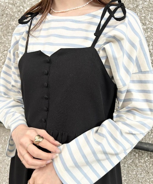 flower(フラワー)の「ベイビーレインボウボーダートップ(Tシャツ/カットソー・レディース・ブルー/ピンク/オレンジ・FREE)」の6枚目の写真