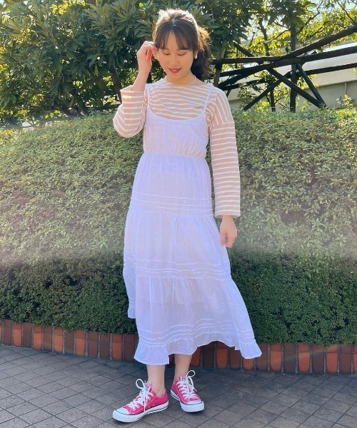 flower(フラワー)の「ベイビーレインボウボーダートップ(Tシャツ/カットソー・レディース・ブルー/ピンク/オレンジ・FREE)」の12枚目の写真