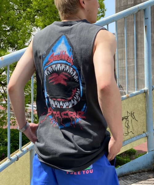 SANTA CRUZ(サンタクルーズ)の「【ムラサキスポーツ別注】SANTACRUZ/サンタクルーズ バックプリント カットオフタンクトップ/バンドTee ピグメントT ノースリーブ SC BANDMAN 502232406(タンクトップ・メンズ・ブラック×レッド/ブラック×ブルー/ブルー系その他・L/M/XL)」の9枚目の写真