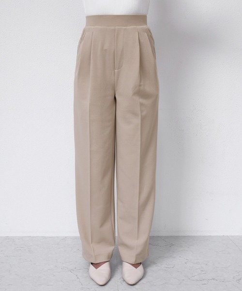 andme（アンドミー）の「梨地ポンチ2タックワイドパンツ（スラックス・レディース・ブラック/ネイビー/ライトベージュ/グレイッシュベージュ/ブルーグリーン・L/M）」の22枚目の写真