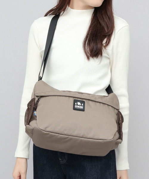 撥水加工 ナイロン サイドメッシュポケット ショルダーバッグ