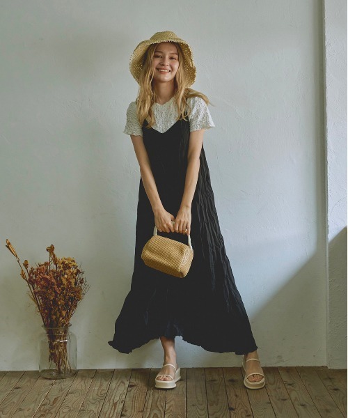 t a r o s u(タロス)の「washer cami onepiece/ウォッシャーキャミワンピース(ワンピース・レディース・ブラック/ホワイト/ベージュ・FREE)」の13枚目の写真