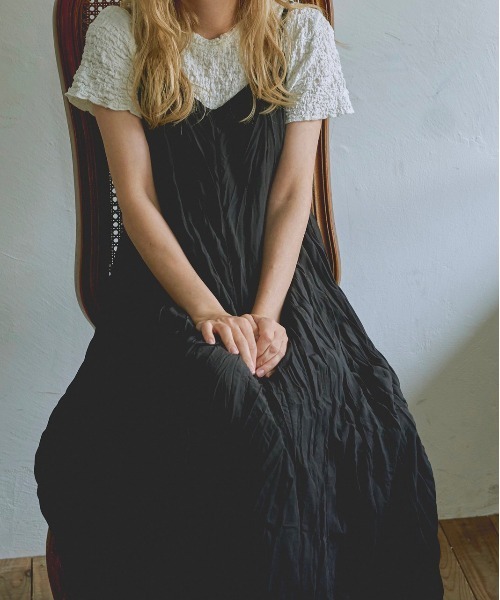 t a r o s u(タロス)の「washer cami onepiece/ウォッシャーキャミワンピース(ワンピース・レディース・ブラック/ホワイト/ベージュ・FREE)」の14枚目の写真