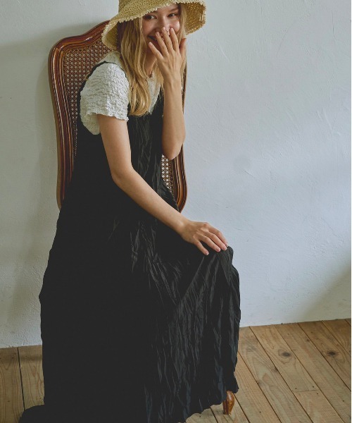 t a r o s u(タロス)の「washer cami onepiece/ウォッシャーキャミワンピース(ワンピース・レディース・ブラック/ホワイト/ベージュ・FREE)」の15枚目の写真