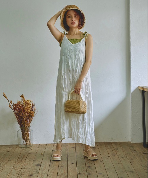t a r o s u(タロス)の「washer cami onepiece/ウォッシャーキャミワンピース(ワンピース・レディース・ブラック/ホワイト/ベージュ・FREE)」の19枚目の写真