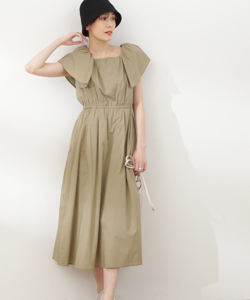 N.(N. Natural Beauty Basic)(エヌエヌナチュラルビューティーベーシック)の「【S Size Line】◆コットンボイルラッフルスクエアワンピース(ワンピース・レディース・グレー/パープル/ブラック・SMALL/MEDIUM)」の2枚目の写真