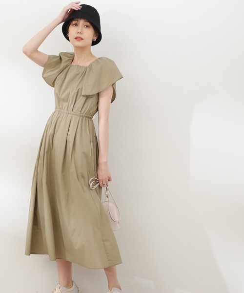 N.(N. Natural Beauty Basic)(エヌエヌナチュラルビューティーベーシック)の「【S Size Line】◆コットンボイルラッフルスクエアワンピース(ワンピース・レディース・グレー/パープル/ブラック・SMALL/MEDIUM)」の8枚目の写真