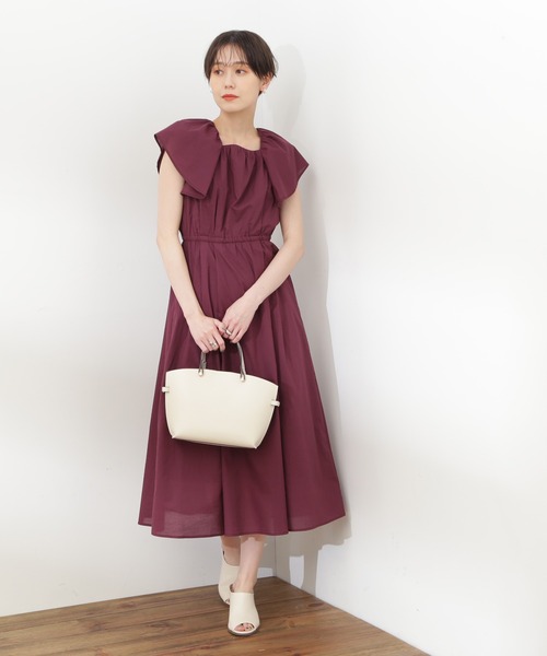 N.(N. Natural Beauty Basic)(エヌエヌナチュラルビューティーベーシック)の「【S Size Line】◆コットンボイルラッフルスクエアワンピース(ワンピース・レディース・グレー/パープル/ブラック・SMALL/MEDIUM)」の14枚目の写真