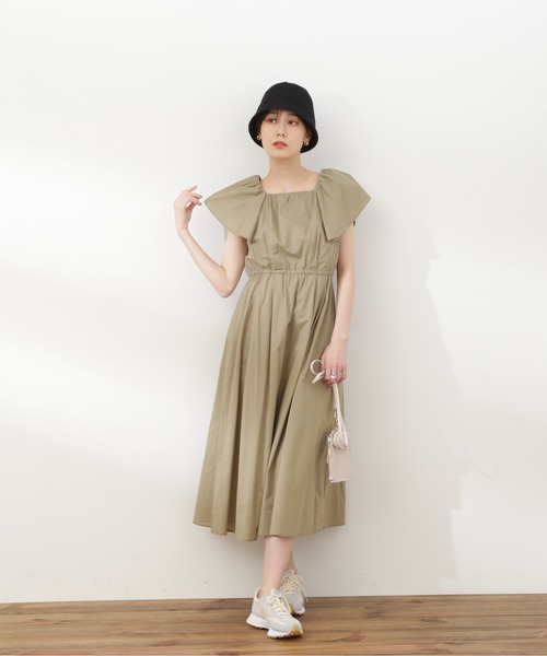 N.(N. Natural Beauty Basic)(エヌエヌナチュラルビューティーベーシック)の「【S Size Line】◆コットンボイルラッフルスクエアワンピース(ワンピース・レディース・グレー/パープル/ブラック・SMALL/MEDIUM)」の9枚目の写真