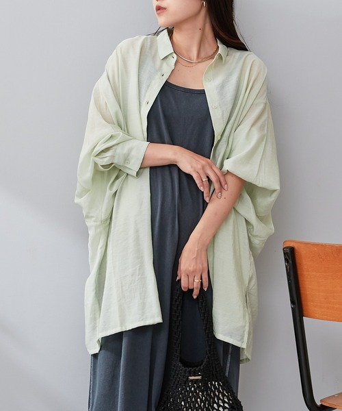 CIAOPANIC TYPY（チャオパニックティピー）の「【ZOZOTOWN限定】シースルーボリュームスリーブスリットリラックスオーバーシャツ（シャツ/ブラウス・レディース・ブラック/ホワイト/ピンク/イエロー/オレンジ/ミント・ONE SIZE）」の4枚目の写真