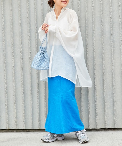 CIAOPANIC TYPY（チャオパニックティピー）の「【ZOZOTOWN限定】シースルーボリュームスリーブスリットリラックスオーバーシャツ（シャツ/ブラウス・レディース・ブラック/ホワイト/ピンク/イエロー/オレンジ/ミント・ONE SIZE）」の11枚目の写真