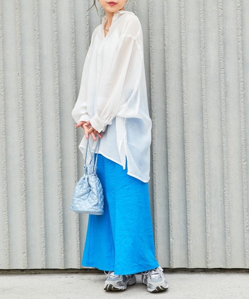 CIAOPANIC TYPY（チャオパニックティピー）の「【ZOZOTOWN限定】シースルーボリュームスリーブスリットリラックスオーバーシャツ（シャツ/ブラウス・レディース・ブラック/ホワイト/ピンク/イエロー/オレンジ/ミント・ONE SIZE）」の12枚目の写真