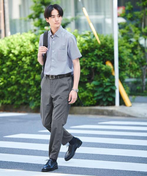 green label relaxing(グリーンレーベルリラクシング)の「ラッカン サッカーチェック スタンダード ドレスシャツ -ストレッチ・イージーアイロン・吸水速乾-(ビジネスシャツ・メンズ・ターコイズブルー/ネイビー・S/M/L/XL)」の6枚目の写真