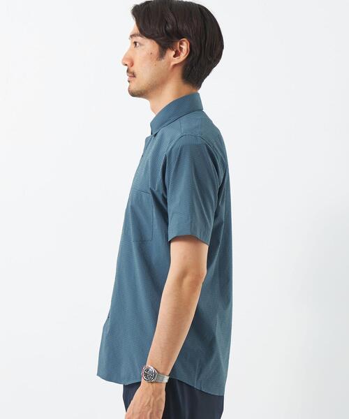 green label relaxing(グリーンレーベルリラクシング)の「ラッカン サッカーチェック スタンダード ドレスシャツ -ストレッチ・イージーアイロン・吸水速乾-(ビジネスシャツ・メンズ・ターコイズブルー/ネイビー・S/M/L/XL)」の9枚目の写真