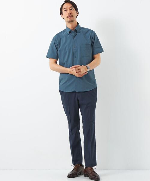 green label relaxing(グリーンレーベルリラクシング)の「ラッカン サッカーチェック スタンダード ドレスシャツ -ストレッチ・イージーアイロン・吸水速乾-(ビジネスシャツ・メンズ・ターコイズブルー/ネイビー・S/M/L/XL)」の8枚目の写真