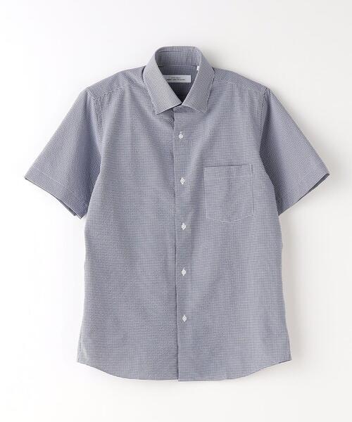 green label relaxing(グリーンレーベルリラクシング)の「ラッカン サッカーチェック スタンダード ドレスシャツ -ストレッチ・イージーアイロン・吸水速乾-(ビジネスシャツ・メンズ・ターコイズブルー/ネイビー・S/M/L/XL)」の5枚目の写真