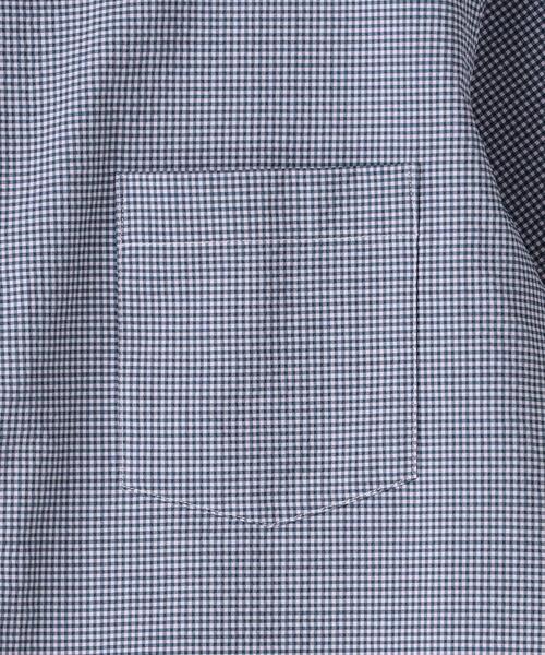 green label relaxing(グリーンレーベルリラクシング)の「ラッカン サッカーチェック スタンダード ドレスシャツ -ストレッチ・イージーアイロン・吸水速乾-(ビジネスシャツ・メンズ・ターコイズブルー/ネイビー・S/M/L/XL)」の17枚目の写真